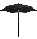 VidaXL Parasol met LED-verlichting en aluminium paal 300 cm zwart
