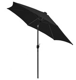 VidaXL Parasol met LED-verlichting en aluminium paal 300 cm zwart