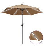 VidaXL Parasol met LED-verlichting en aluminium paal 300 cm taupe