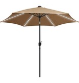 VidaXL Parasol met LED-verlichting en aluminium paal 300 cm taupe