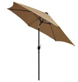 VidaXL Parasol met LED-verlichting en aluminium paal 300 cm taupe