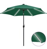 VidaXL Parasol met LED-verlichting en aluminium paal 300 cm groen