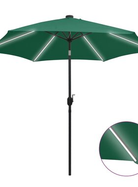 VidaXL Parasol met LED-verlichting en aluminium paal 300 cm groen