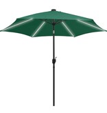 VidaXL Parasol met LED-verlichting en aluminium paal 300 cm groen