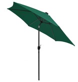 VidaXL Parasol met LED-verlichting en aluminium paal 300 cm groen