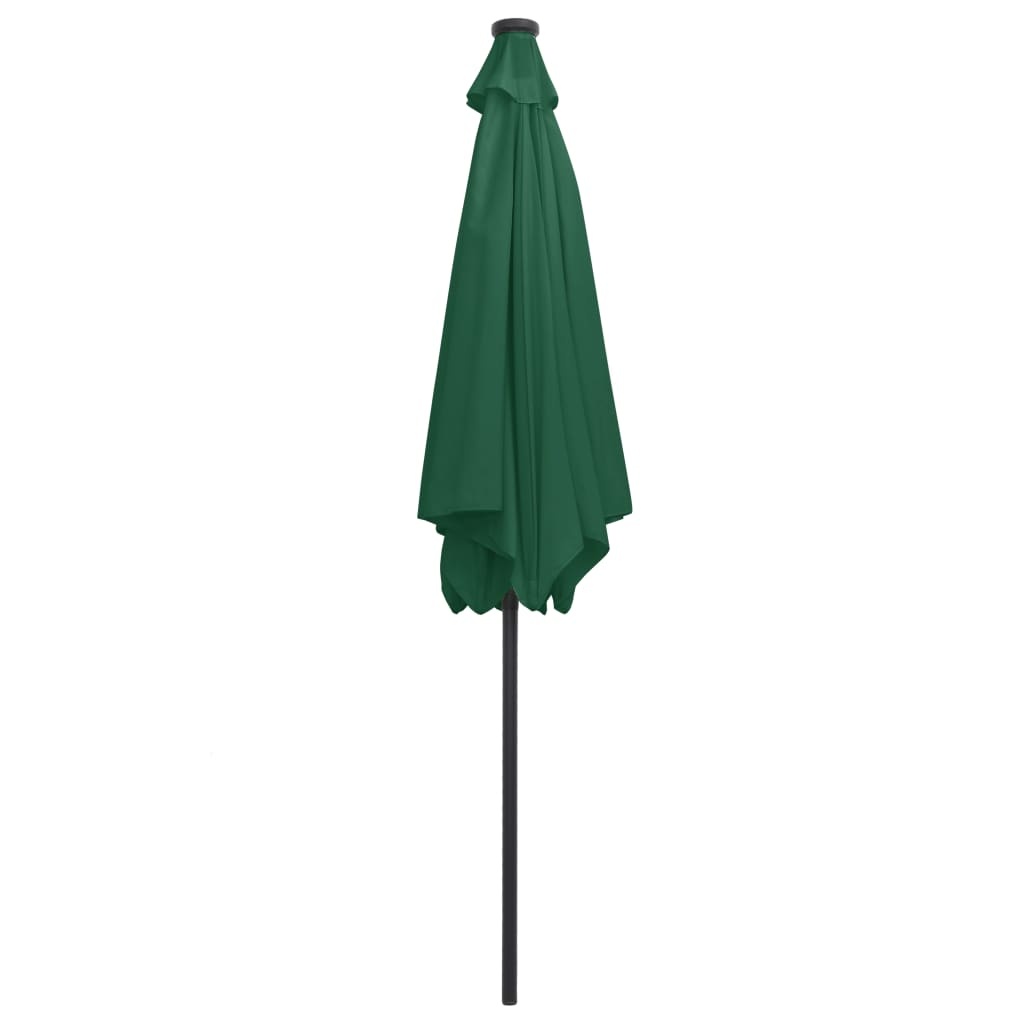 VidaXL Parasol met LED-verlichting en aluminium paal 300 cm groen