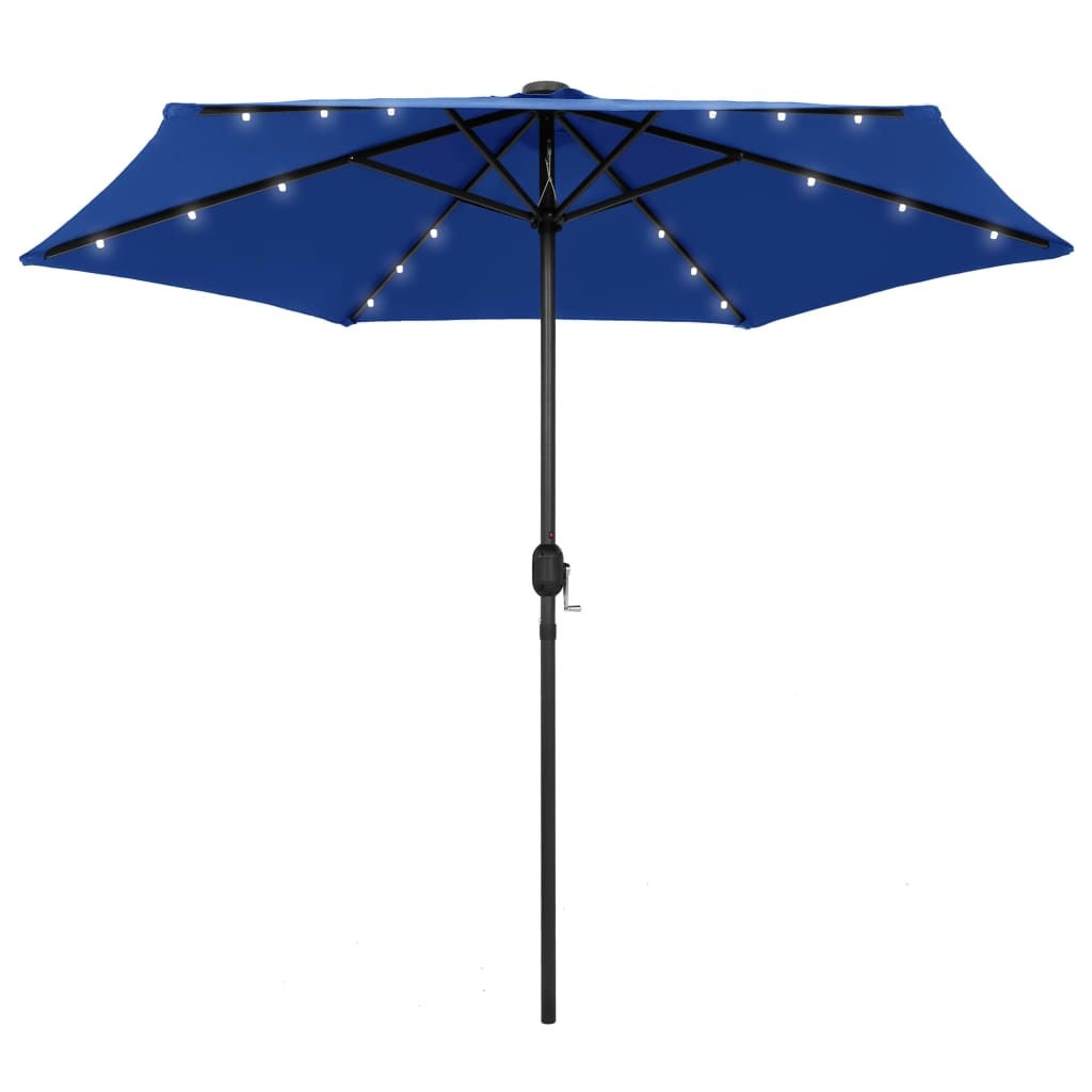 VidaXL Parasol met LED-verlichting en aluminium paal 270 cm azuurblauw