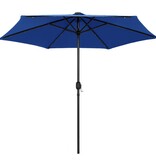 VidaXL Parasol met LED-verlichting en aluminium paal 270 cm azuurblauw