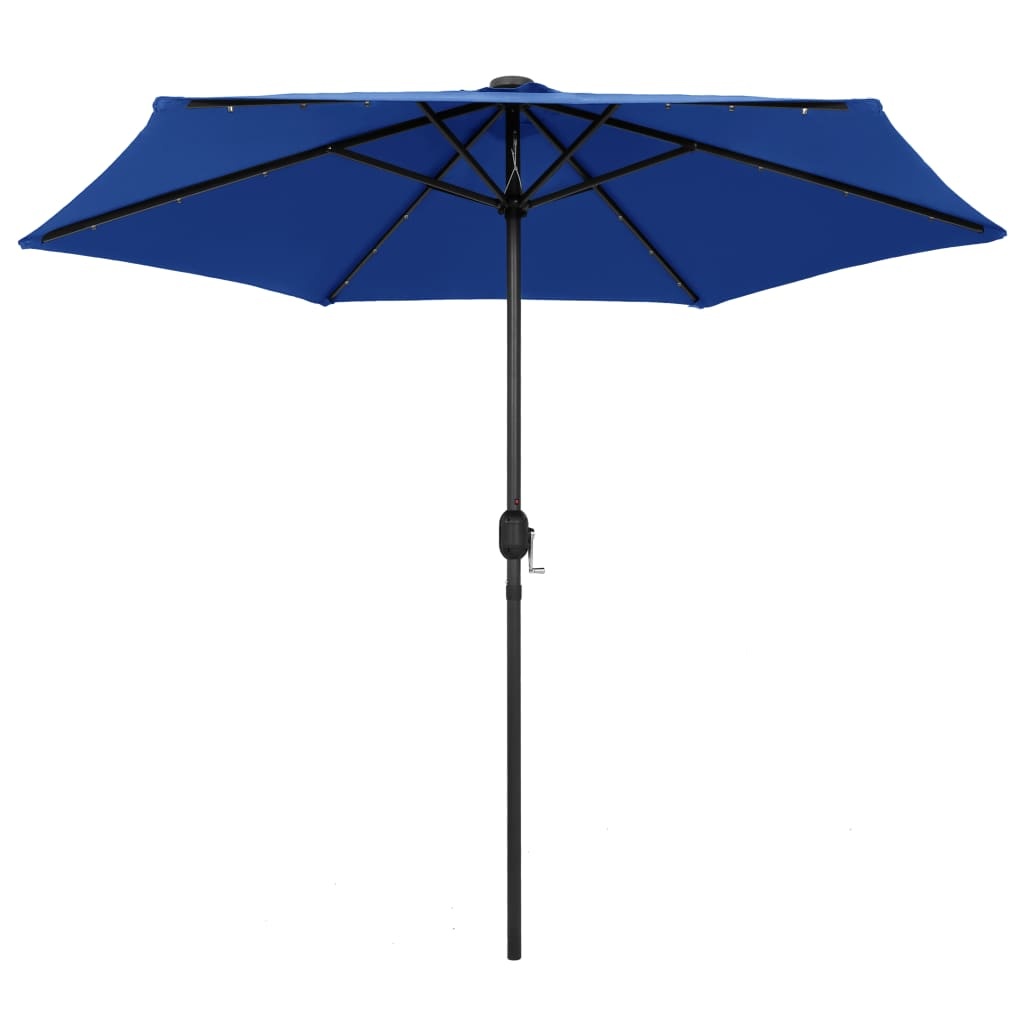VidaXL Parasol met LED-verlichting en aluminium paal 270 cm azuurblauw