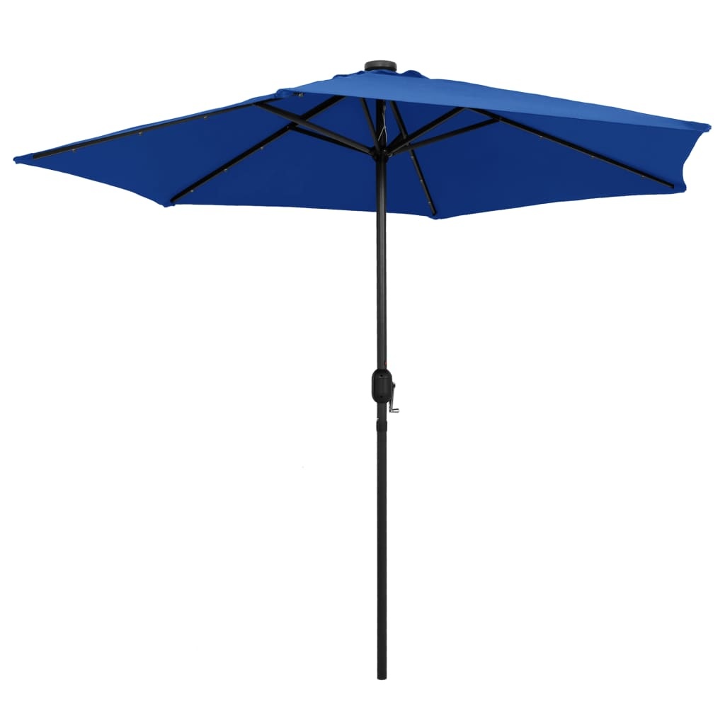 VidaXL Parasol met LED-verlichting en aluminium paal 270 cm azuurblauw