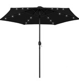 VidaXL Parasol met LED-verlichting en aluminium paal 270 cm zwart