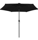 VidaXL Parasol met LED-verlichting en aluminium paal 270 cm zwart