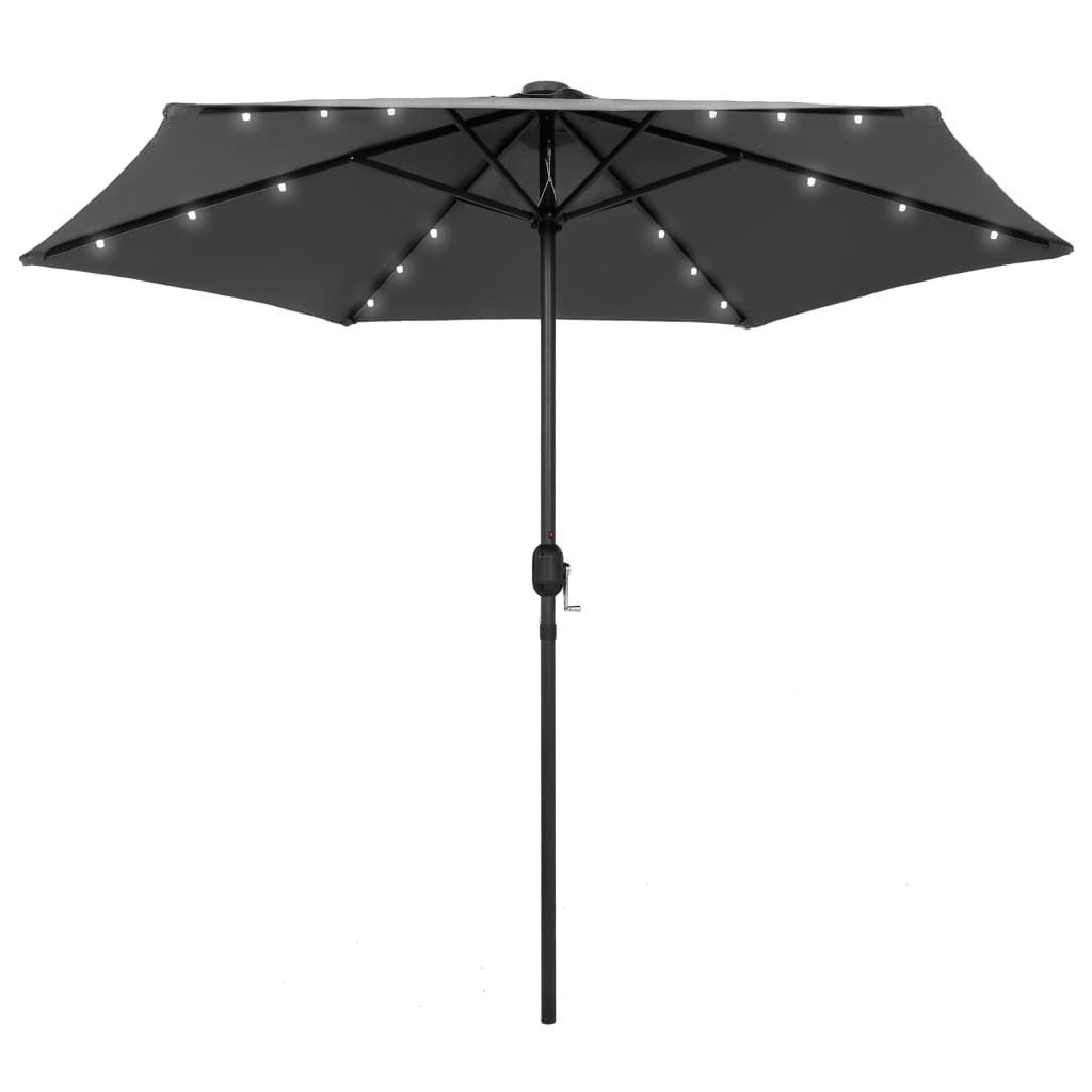 VidaXL Parasol met LED-verlichting en aluminium paal 270 cm antraciet