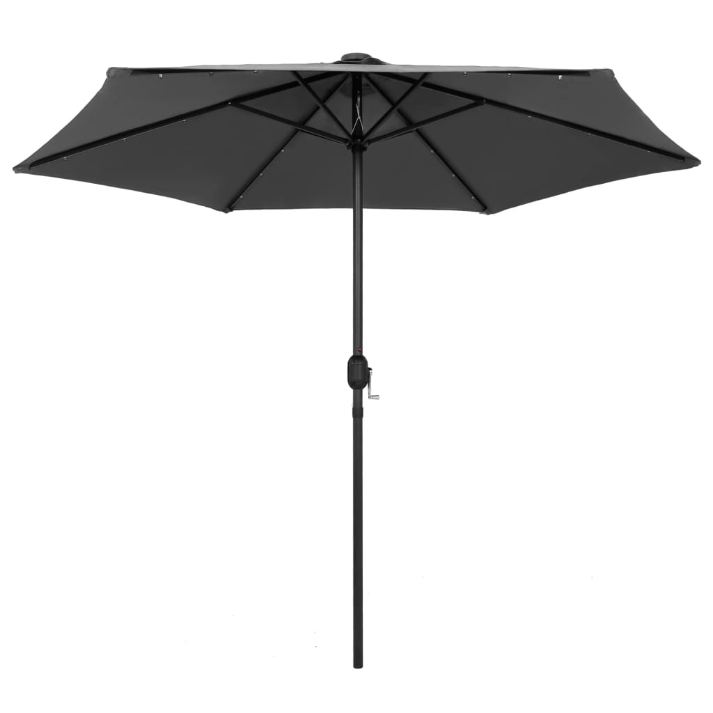VidaXL Parasol met LED-verlichting en aluminium paal 270 cm antraciet