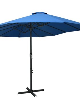 VidaXL Parasol met aluminium paal 460x270 cm blauw