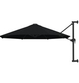VidaXL Wandparasol met metalen paal 300 cm zwart