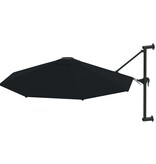 VidaXL Wandparasol met metalen paal 300 cm zwart