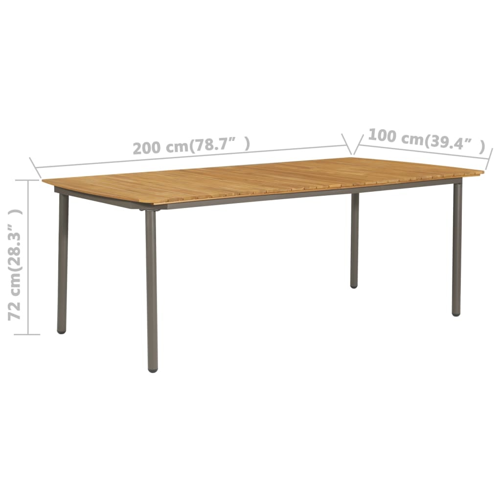 VidaXL Tuintafel 200x100x72 cm massief acaciahout en staal