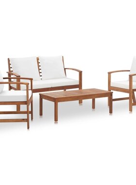 VidaXL 4-delige Loungeset met kussens massief acaciahout