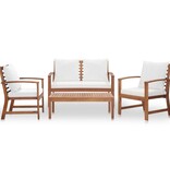VidaXL 4-delige Loungeset met kussens massief acaciahout
