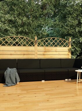 VidaXL 4-delige Loungeset met kussens poly rattan zwart
