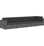 VidaXL 4-delige Loungeset met kussens poly rattan grijs