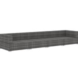 VidaXL 4-delige Loungeset met kussens poly rattan grijs