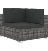 VidaXL 4-delige Loungeset met kussens poly rattan grijs