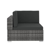 VidaXL 4-delige Loungeset met kussens poly rattan grijs