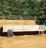 VidaXL 4-delige Loungeset met kussens poly rattan bruin