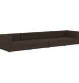 VidaXL 4-delige Loungeset met kussens poly rattan bruin
