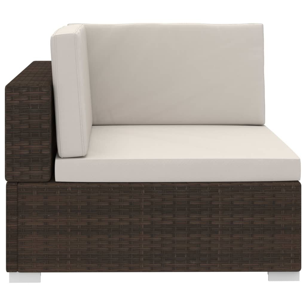VidaXL 4-delige Loungeset met kussens poly rattan bruin