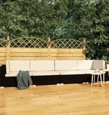 VidaXL 4-delige Loungeset met kussens poly rattan zwart
