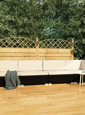 VidaXL 4-delige Loungeset met kussens poly rattan zwart
