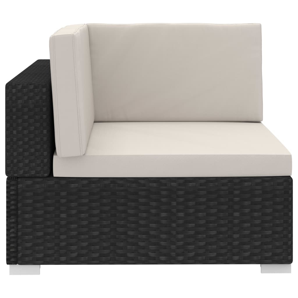 VidaXL 4-delige Loungeset met kussens poly rattan zwart