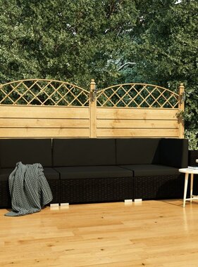 VidaXL 3-delige Loungeset met kussens poly rattan zwart