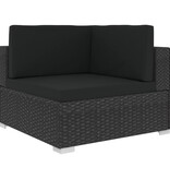 VidaXL 3-delige Loungeset met kussens poly rattan zwart