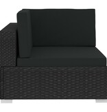 VidaXL 3-delige Loungeset met kussens poly rattan zwart