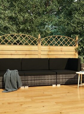 VidaXL 3-delige Loungeset met kussens poly rattan grijs