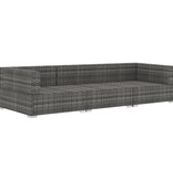 VidaXL 3-delige Loungeset met kussens poly rattan grijs