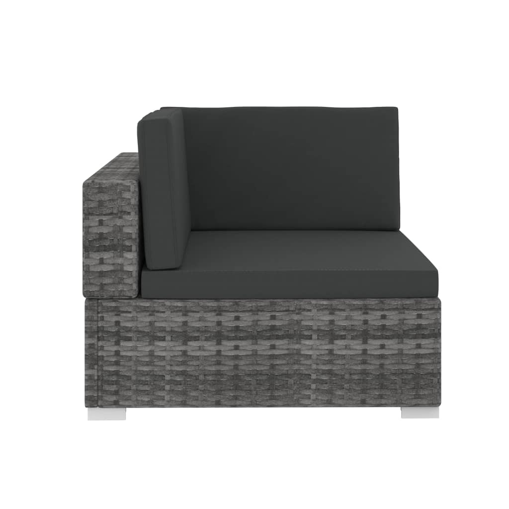 VidaXL 3-delige Loungeset met kussens poly rattan grijs