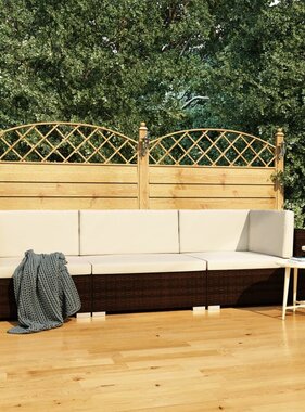 VidaXL 3-delige Loungeset met kussens poly rattan bruin