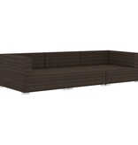 VidaXL 3-delige Loungeset met kussens poly rattan bruin