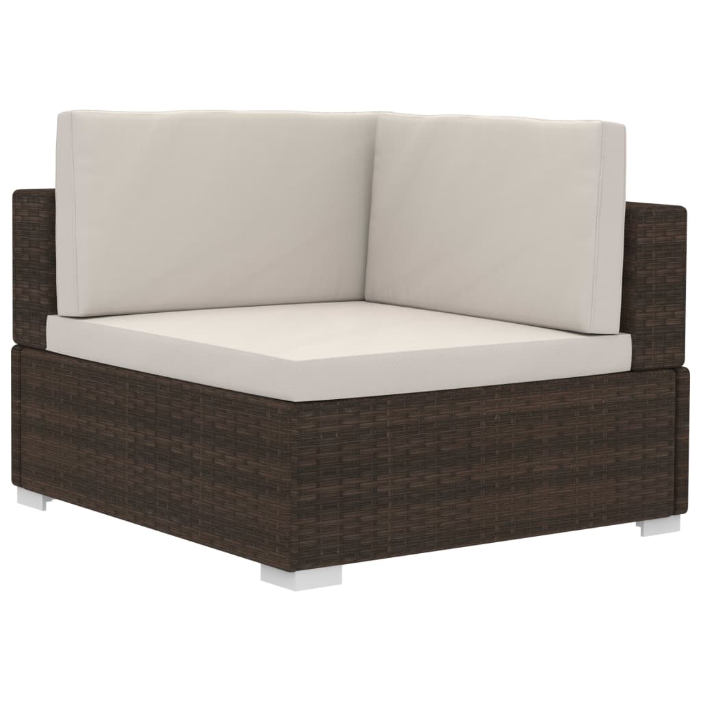 VidaXL 3-delige Loungeset met kussens poly rattan bruin