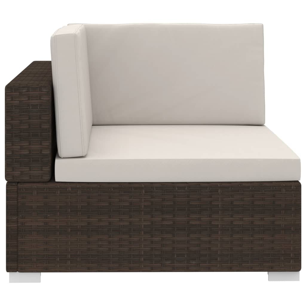 VidaXL 3-delige Loungeset met kussens poly rattan bruin
