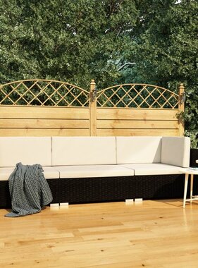 VidaXL 3-delige Loungeset met kussens poly rattan zwart