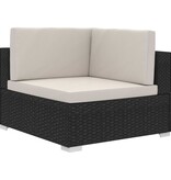 VidaXL 3-delige Loungeset met kussens poly rattan zwart
