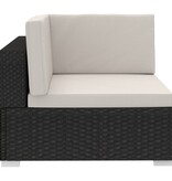 VidaXL 3-delige Loungeset met kussens poly rattan zwart