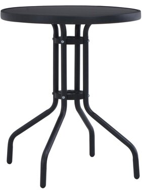 VidaXL Tuintafel 80 cm staal en glas zwart