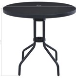 VidaXL Tuintafel 80 cm staal en glas zwart